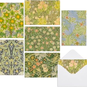 36-Pack Stationery Cards and Envelopes, William Morris Floral Pattern All Occasion Notecards, Blank Inside (5x3.5 in)