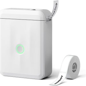 NIIMBOT D110 Upgraded Version Mini Label Maker Machine with Tape, Portable Bluetooth Thermal Printer, Sticker Maker with Multiple Templates for Office Organization Home Kitchen School, White
